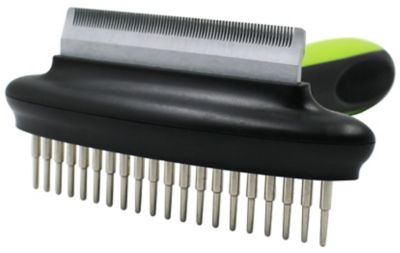 Image showing  Flex Series 2-in-1 Dual-Sided Grooming Undercoat Pet Rake and Deshedder, Green, GR33GN