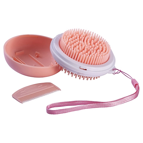 Pet Life Bravel 3-in-1 Travel Pocketed Dual Grooming Brush and Pet Comb, Orange, GR52OR