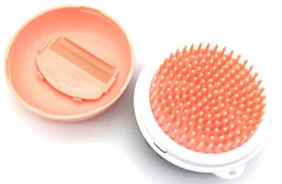 Image showing  Bravel 3-in-1 Travel Pocketed Dual Grooming Brush and Pet Comb, Orange, GR52OR
