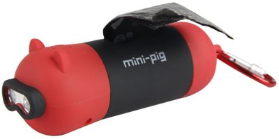 Pet Life Oink LED Flashlight and Waste Bag Dispenser, Red