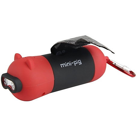 Pet Life Oink LED Flashlight and Waste Bag Dispenser, Red