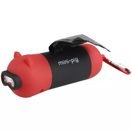 Pet Life Oink LED Flashlight and Waste Bag Dispenser Red Poop Bags