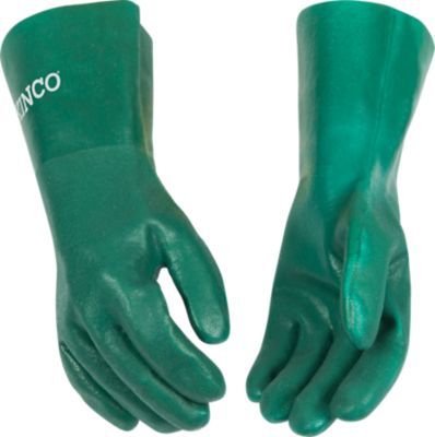 Image showing  14 in. Sandy Finish PVC with Gauntlet Chemical Gloves, 1 Pair, Green