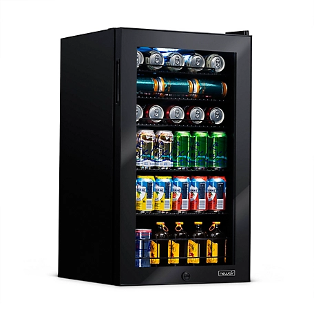 NewAir 126 Can Freestanding Beverage Fridge with Adjustable Shelves, Onyx Black