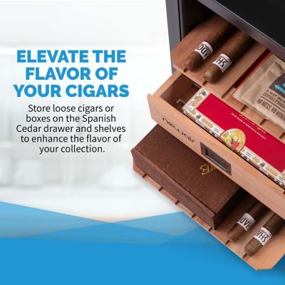Image showing  250 ct. Electric Cigar Humidor and Thermoelectric Cooling Wineador with Precision Digital Temperature Controls