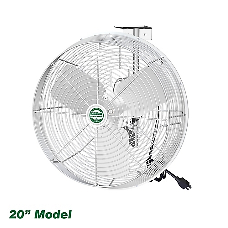J&D Manufacturing Green Breeze HAF Fan with Bracket and 10 ft. Cord, 20 in., White, 115V, 1 Phase, 1 Variable Speed