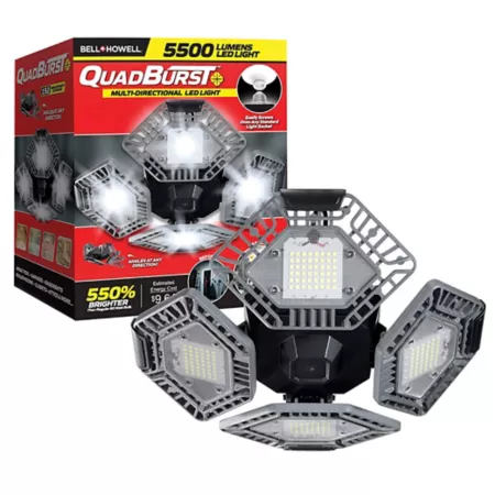 Bell & Howell 5 500 Lumen Quadburst LED Garage Light with 4 Multi-Directional Panels Flood Lights