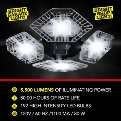 Image showing  5,500-Lumen Quadburst LED Garage Lighting with 4 Multi-Directional Panels
