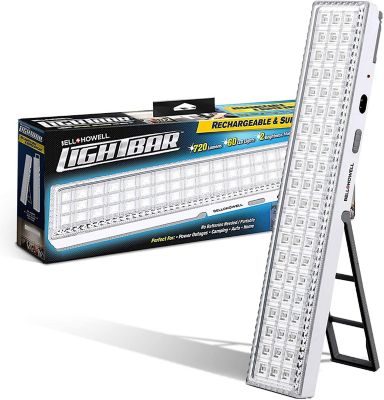 Bell & Howell 16.5 in. Rechargeable Portable LED Light Bar, 720 Lumens, Built-in 60-LED Bulb, Folding Stand and Hanger Included