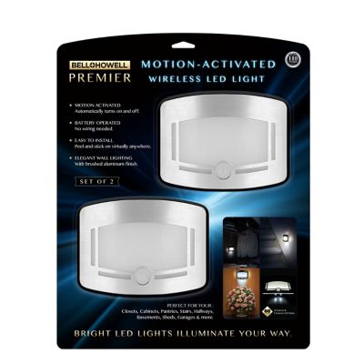 Bell & Howell Premier Motion-Activated Wireless LED Lights, Touchless Dimming Control Stick, 2-Pack