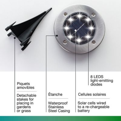 Image showing 5 th Bell & Howell Swivel Path Lights - Solar Powered & Stainless Steel (4-Pack)