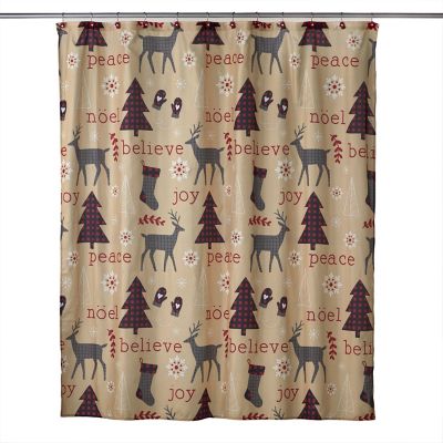 SKL Home Cozy Home Fabric Shower Curtain and Hook Set