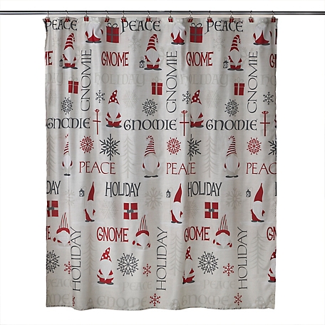 SKL Home Gnome Holiday Fabric Shower Curtain and Hook Set