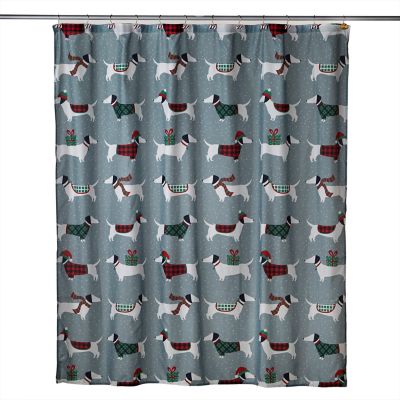 SKL Home Snow Many Dachshund Fabric Shower Curtain and Hook Set