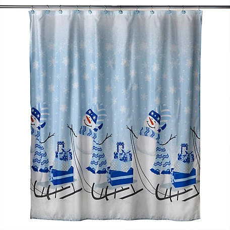SKL Home Snowman Sled Fabric Shower Curtain & Hook Set