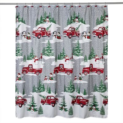 Rustic Retro Stones Fireplace Christmas Socks Shower Curtain Set Bath Decor 