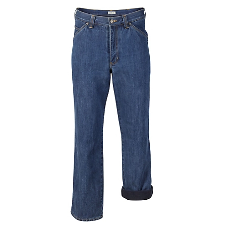 IDEALSANXUN Fleece Lined Jeans Mens Elastic Waist Thicken Warm Loose Denim  Pants(Dark Blue/Fleece, 32) at  Men's Clothing store