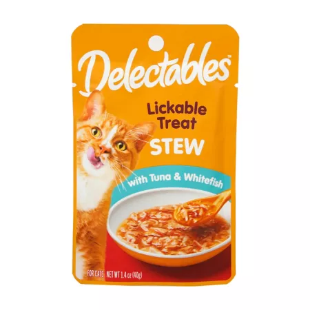 Delectables Hartz Tuna and White Fish Stew Cat Lick Treats 1.4 oz. Cat Lickable Treats