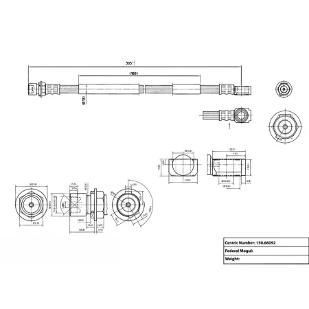 Premium Centric Parts Brake Hydraulic Hoses BKNJ-CEC-150.66092 Brakes & Brake Parts