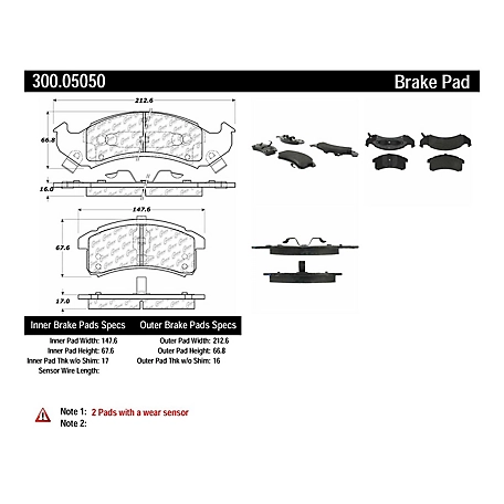 Centric Parts Premium Semi-Metallic Disc Brake Pad Sets, BKNJ-CEC-300.05050