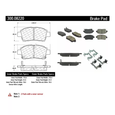 Centric Parts Premium Semi-Met Pads with Shim and Hardware BKNJ-CEC-300.08220 Engine Performance