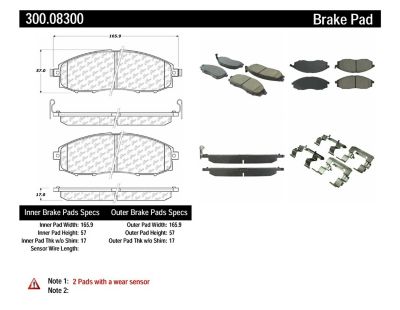 Centric Parts Premium Semi-Metallic Disc Brake Pad Sets, BKNJ-CEC-300.08300