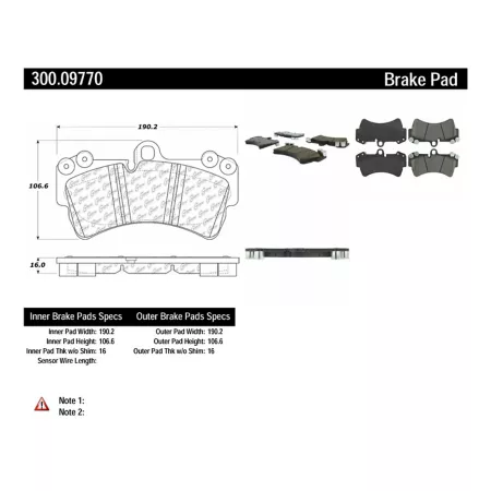 Centric Parts Premium Semi-Metallic Disc Brake Pad Sets BKNJ-CEC-300.09770 Brakes & Brake Parts