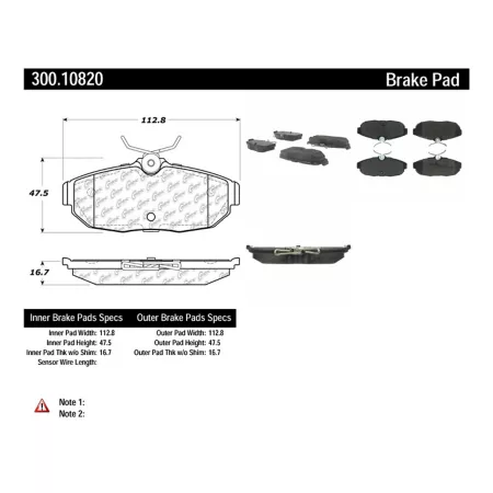 Centric Parts Premium Semi-Metallic Disc Brake Pad Sets BKNJ-CEC-300.10820 Brakes & Brake Parts