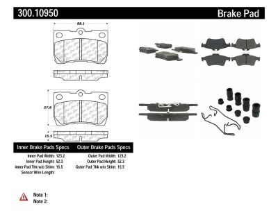 Centric Parts Premium Semi-Met Pads with Shim and Hardware, BKNJ-CEC-300.10950 -  CEN300.10950