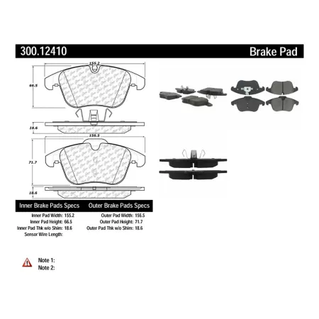 Centric Parts Premium Semi-Met Pads with Shim and Hardware BKNJ-CEC-300.12410 Engine Performance