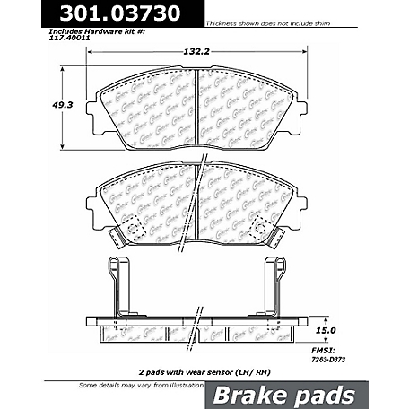 Centric Parts Premium Ceramic Disc Brake Pad Sets, BKNJ-CEC-301.03730