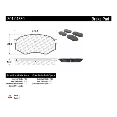 Centric Parts Premium Ceramic Disc Brake Pad Sets BKNJ-CEC-301.04330 Brakes & Brake Parts