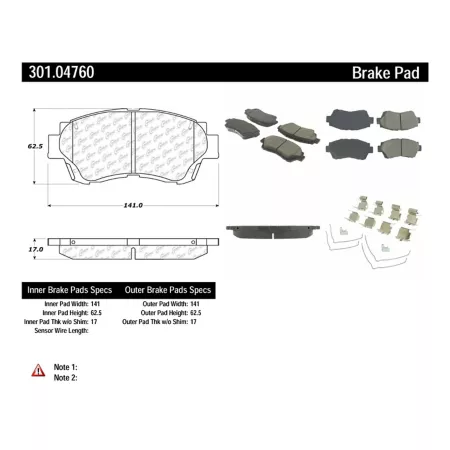 Centric Parts Premium Ceramic Disc Brake Pad Sets BKNJ-CEC-301.04760 Brakes & Brake Parts