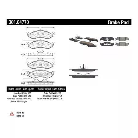 Centric Parts Premium Ceramic Disc Brake Pad Sets BKNJ-CEC-301.04770 Brakes & Brake Parts