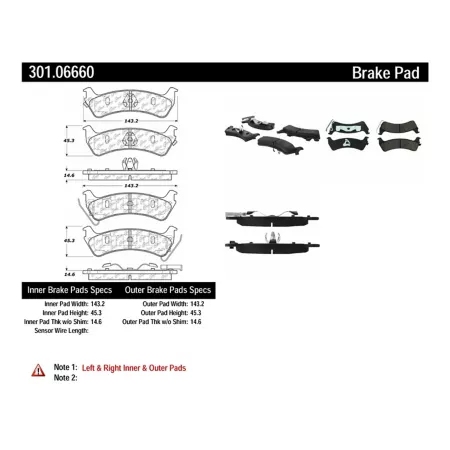 Centric Parts Premium Ceramic Disc Brake Pad Sets BKNJ-CEC-301.06660 Brakes & Brake Parts