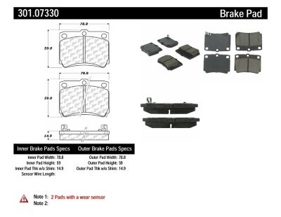 Centric Parts Premium Ceramic Disc Brake Pad Sets, BKNJ-CEC-301.07330