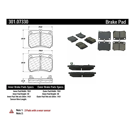 Centric Parts Premium Ceramic Disc Brake Pad Sets, BKNJ-CEC-301.07330