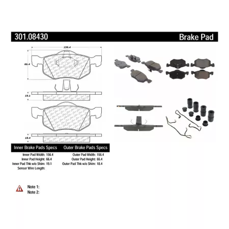 Centric Parts Premium Ceramic Disc Brake Pad Sets BKNJ-CEC-301.08430 Brakes & Brake Parts