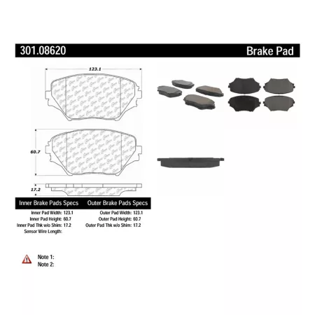 Centric Parts Premium Ceramic Disc Brake Pad Sets BKNJ-CEC-301.08620 Brakes & Brake Parts