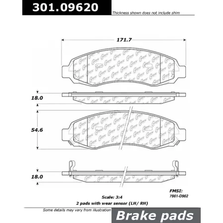 Centric Parts Premium Ceramic Disc Brake Pad Sets BKNJ-CEC-301.09620 Brakes & Brake Parts