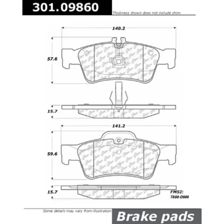 Centric Parts Premium Ceramic Disc Brake Pad Sets BKNJ-CEC-301.09860 Brakes & Brake Parts