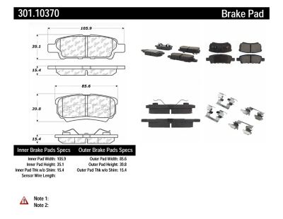 Centric Parts Premium Ceramic Disc Brake Pad Sets, BKNJ-CEC-301.10370