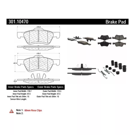 Centric Parts Premium Ceramic Disc Brake Pad Sets BKNJ-CEC-301.10470 Brakes & Brake Parts