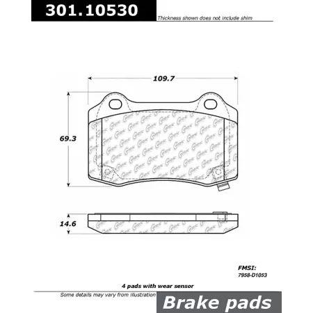 Centric Parts Premium Ceramic Pads with Shims and Hardware BKNJ-CEC-301.10530 Engine Performance