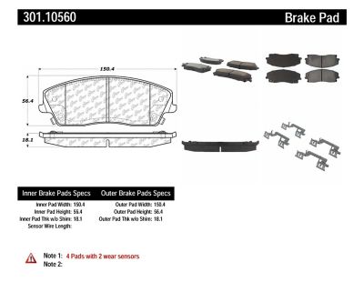 Centric Parts Premium Ceramic Disc Brake Pad Sets, BKNJ-CEC-301.10560