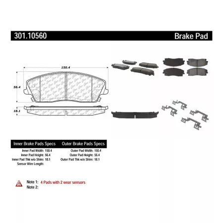 Centric Parts Premium Ceramic Disc Brake Pad Sets BKNJ-CEC-301.10560 Brakes & Brake Parts