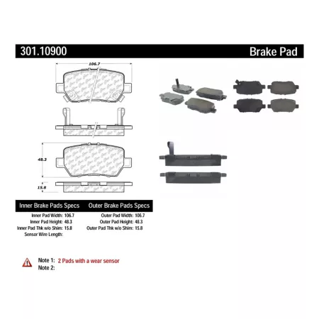 Centric Parts Premium Ceramic Disc Brake Pad Sets BKNJ-CEC-301.10900 Brakes & Brake Parts