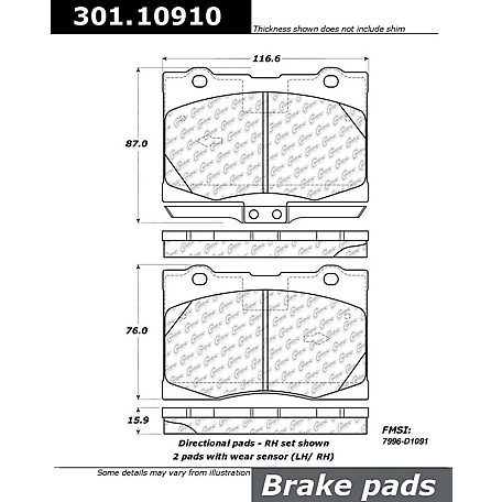 Centric Parts Premium Ceramic Disc Brake Pad Sets, BKNJ-CEC-301.10910