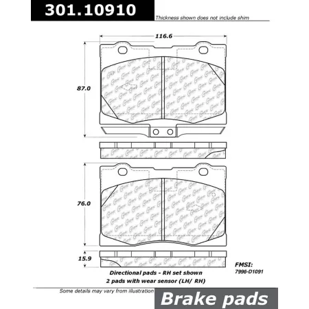 Centric Parts Premium Ceramic Disc Brake Pad Sets BKNJ-CEC-301.10910 Brakes & Brake Parts