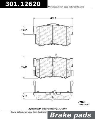 Centric Parts Premium Ceramic Disc Brake Pad Sets, BKNJ-CEC-301.12620